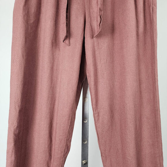 Maurices Dusty Rose Paper Bag Waist Belted Pants Size M - Picture 4 of 9